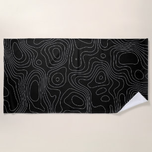 Toalha De Praia Linhas de contorno topográfico minimalista