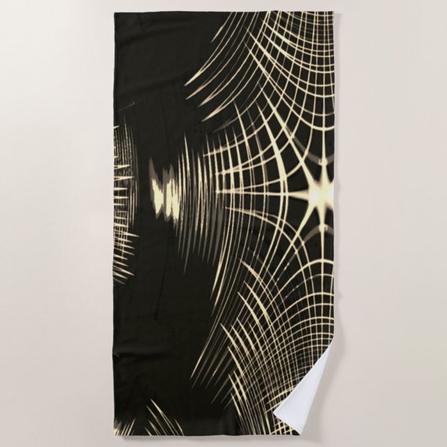 Toalha De Praia Linhas khaki cruzadas que são repetidas na onda (Frente)