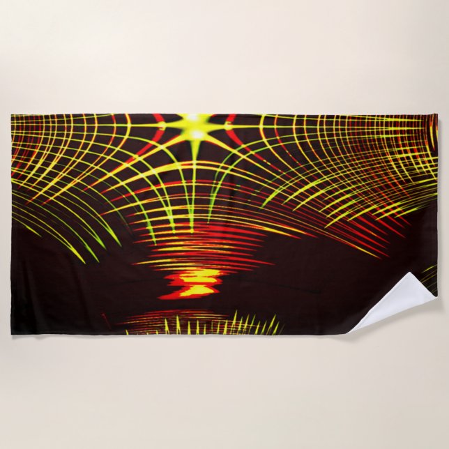 Toalha De Praia Linhas que se repetem em efeito de onda e luz? (Frente)