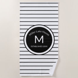 Toalha de praia listrada preto e branco