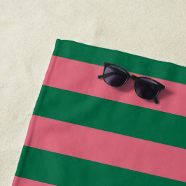 Toalha De Praia Listrado Rosa Doce Picles Verde