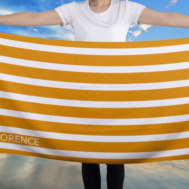 Toalha De Praia Listras de cabana amarela - personalizadas (Criador carregado)