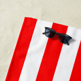 Toalha De Praia Listras de Cabana Vermelhas e Brancas
