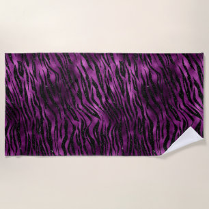 Toalha De Praia Listras de tigre com degradê roxo e preto Glam Gli