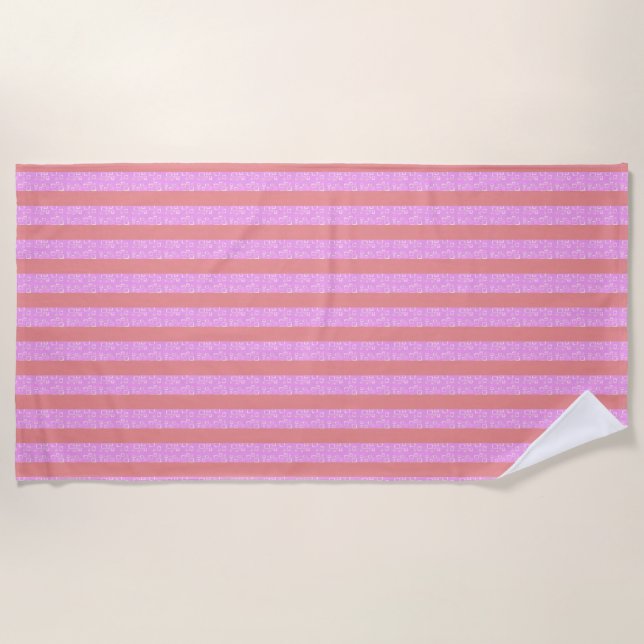 Toalha De Praia Listras Geométricas Rosa Chic Geostripes  (Frente)
