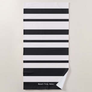 Toalha De Praia Listras minimalistas de preto e branco