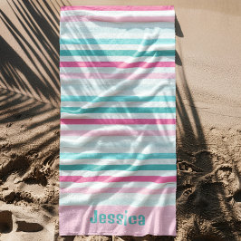 Toalha De Praia Listras Pastéis Personalizadas