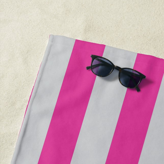 Toalha De Praia Listras Rosa e Cinza (In Situ)