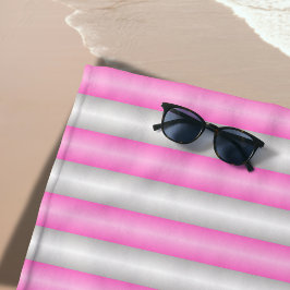 Toalha De Praia Listras Rosa Neon Modernas com Efeito 3D