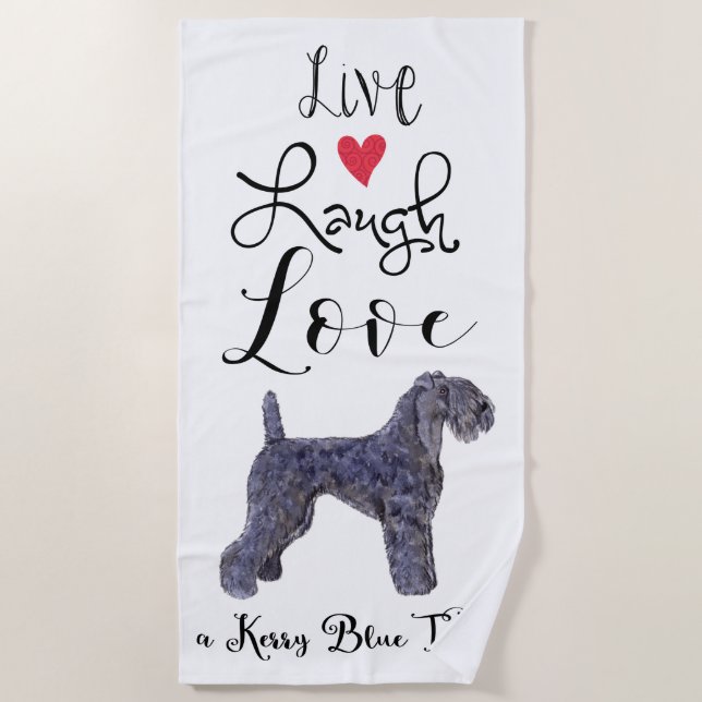 Toalha De Praia Live Laugh Love a Kerry Blue Terrier (Frente)