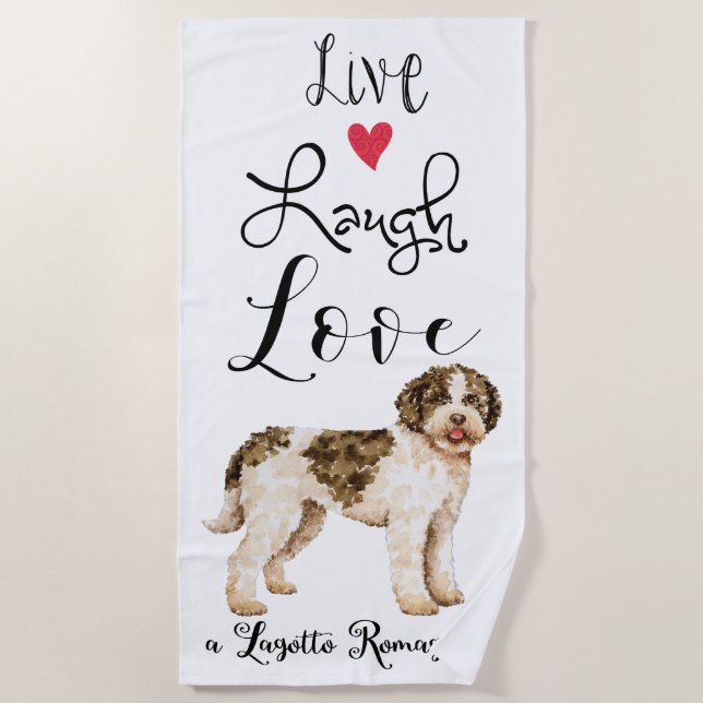 Toalha De Praia Live Laugh Love a Lagotto Romagnolo (Frente)
