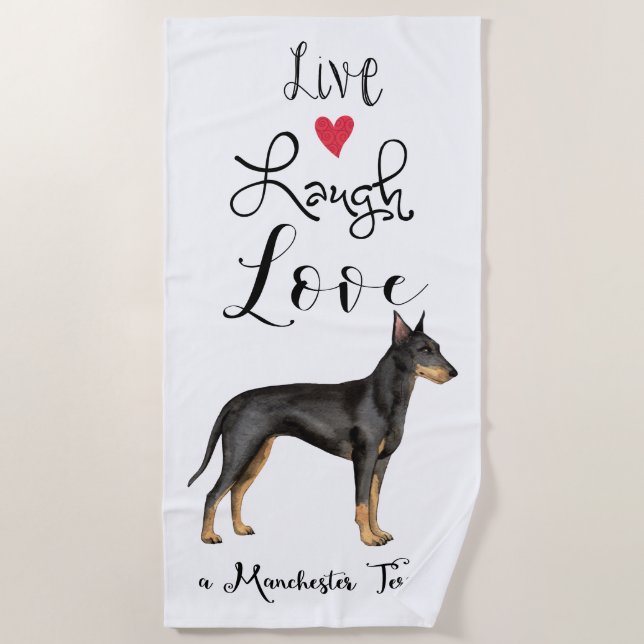 Toalha De Praia Live Laugh Love a Manchester Terrier Beach Towel (Frente)