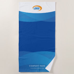 Toalha De Praia Logotipo Azul Moderno