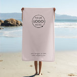 Toalha De Praia Logotipo comercial | Blush Pink Professional Moder<br><div class="desc">Um simples modelo de toalha de praia,  cor-de-rosa,  para empresas,  num estilo moderno minimalista,  que pode ser facilmente atualizado com o logotipo,  o slogan e os detalhes comerciais da sua empresa. #beachtowel #logo #business #swag</div>