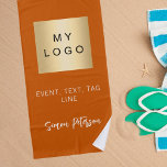 Toalha De Praia Logótipo comercial de assinatura de nome laranja q<br><div class="desc">Cor de fundo laranja queimada,  castanho. Personalize e adicione o logotipo da sua empresa,  um texto (ou exclua se não desejar) seu nome. Texto branco.</div>