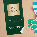 Toalha De Praia Logotipo comercial de assinatura de nome verde do<br><div class="desc">Um fundo verde esmeralda. Personalize e adicione o logotipo da sua empresa,  um texto (ou exclua se não desejar) seu nome. Texto branco.</div>