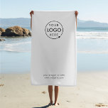 Toalha De Praia Logotipo comercial | Mínimo branco simples e limpo<br><div class="desc">Um simples modelo de toalha branca de negócios personalizada,  em um estilo moderno minimalista,  que pode ser facilmente atualizado com o logotipo,  o slogan e os detalhes comerciais da sua empresa. #beachtowel #logo #business #swag</div>