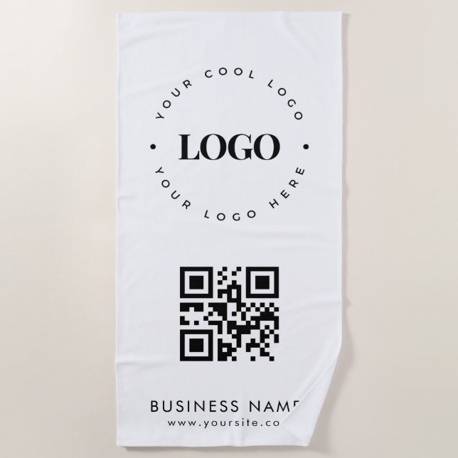 Toalha De Praia Logotipo comercial personalizado QR Code & Text Pr (Frente)