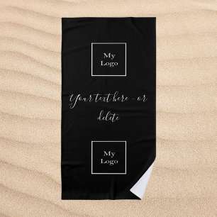 Toalha De Praia Logotipo da empresa — texto branco preto