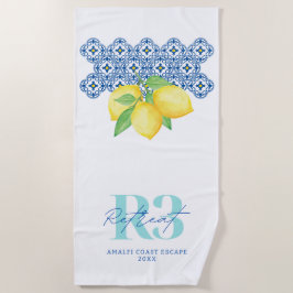 Toalha De Praia Logotipo do Azulejo do Limon com Aquarela