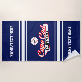 Toalha De Praia Logotipo do clube de números do jogador de beisebo