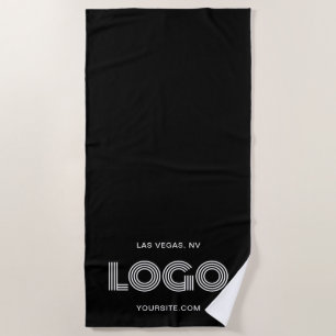 Toalha De Praia Logotipo retangular branco e preto, vertical