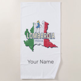 Toalha De Praia Lombardia Itália Retro Região Mapa Vintage Souveni