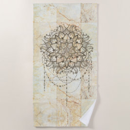 Toalha De Praia Lotus Mandala sobre Tan Marble