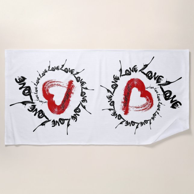 Toalha De Praia Love Heart Beach Towel (Frente)