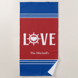 Toalha De Praia LOVE Ship Wheel Heart Beach Towel