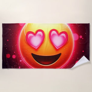 Toalha De Praia Love Struck Emoji Hearts Glow