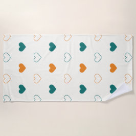 Toalha De Praia Lovely hearts / green orange cream