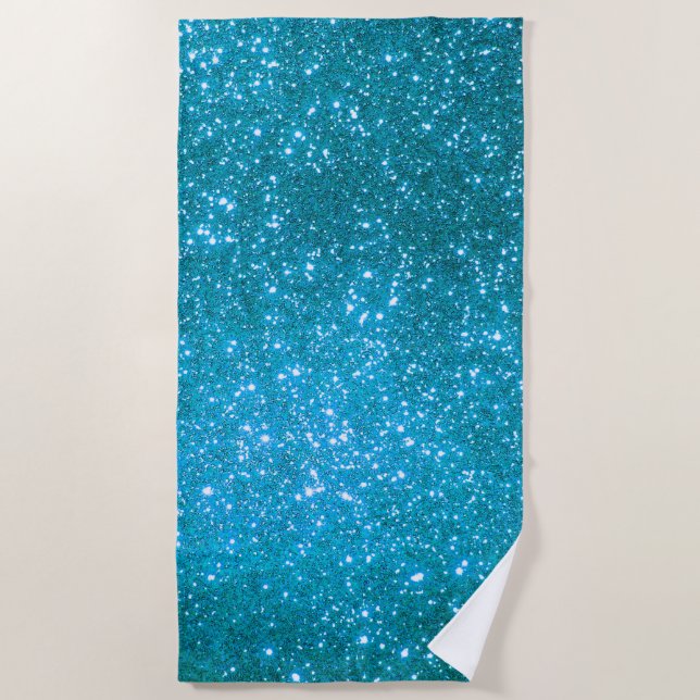 Toalha De Praia Luminosa Dourada Azul de Luxo (Frente)