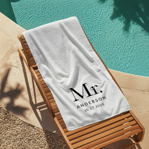 Toalha De Praia Luxe Elegance Black and White Mister Date