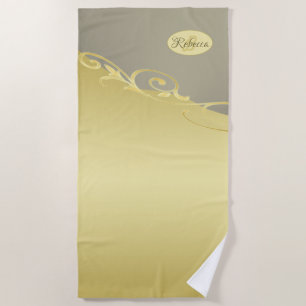 Toalha De Praia Luxo decorativo em ouro sobre ouro e prata, Monogr