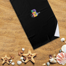 Toalha De Praia Luxuoso nome preto colorido inicial B mais fofo