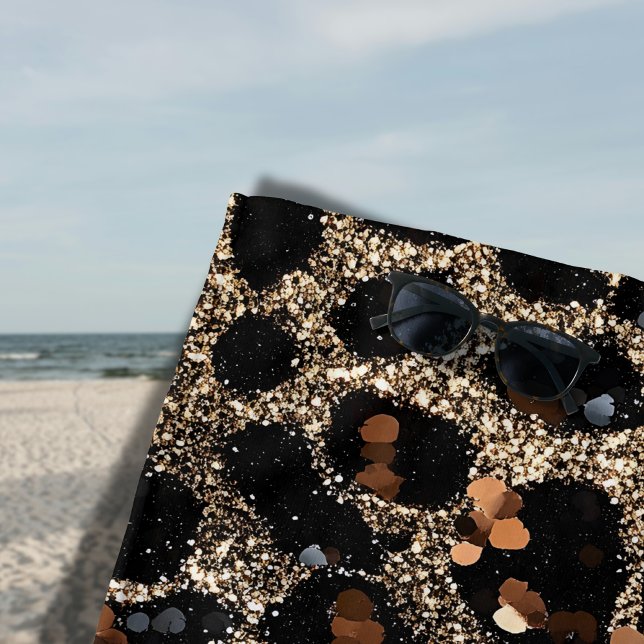 Toalha De Praia Luxury Glitter Brown Black Gold Leopard Pattern (Criador carregado)