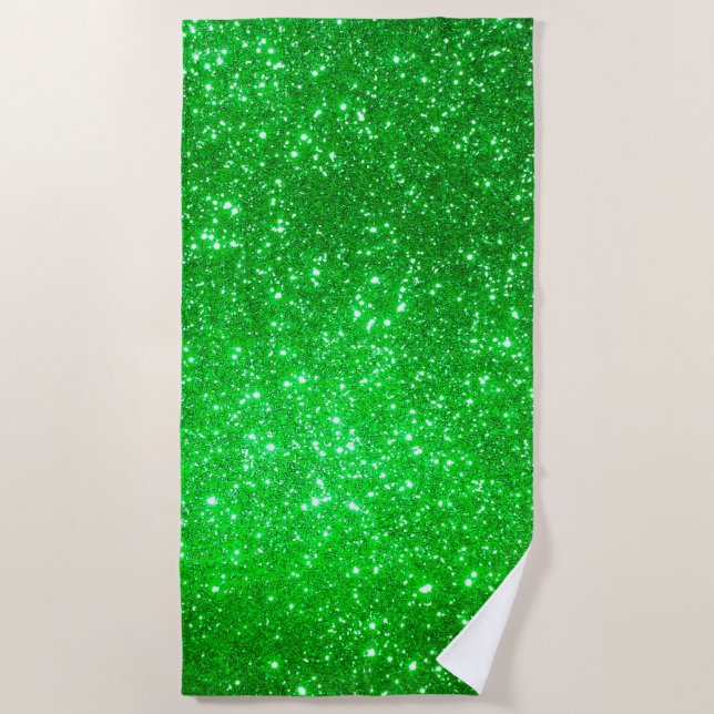 Toalha De Praia Luxury Glitter Dourado Verde (Frente)