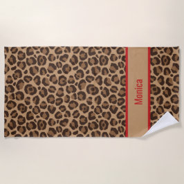 Toalha De Praia Luxury Red with Leopard Print