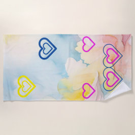 Toalha De Praia Luz Azul e Corações