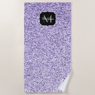 Toalha De Praia Luz ultravioleta - monograma roxo da faísca do