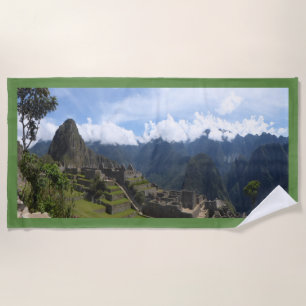 Toalha De Praia Machu Picchu Peru, fronteira verde Beach Towel