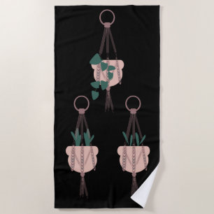 Toalha De Praia Macrame Plant Hanger Planter Potes Greenery Black