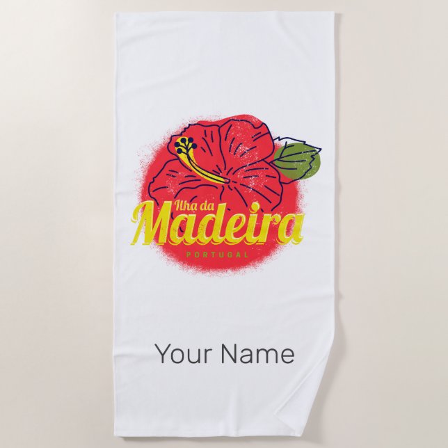 Toalha De Praia Madeira Hibiscus Fllower Island Portugal Souvenir (Frente)