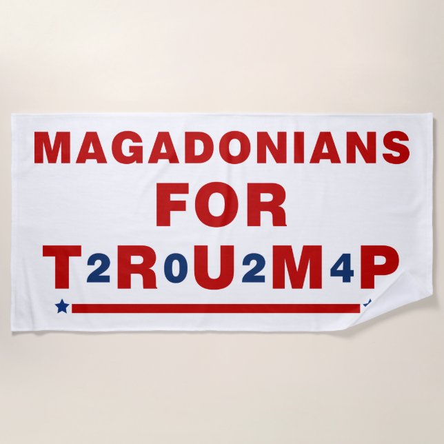 Toalha De Praia Magadonianos Para Trump 2024 Red Blue Star (Frente)