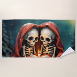 Toalha De Praia Magical winter moments, two skeletons