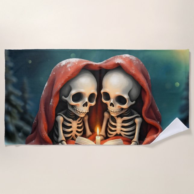 Toalha De Praia Magical winter moments, two skeletons (Frente)