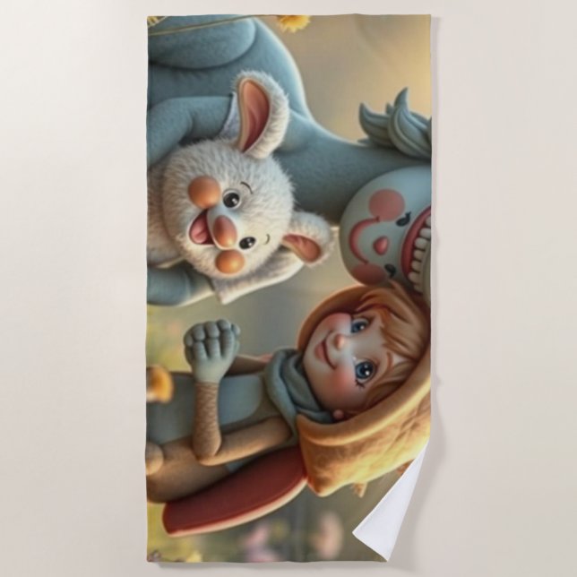 Toalha De Praia „Magische Freunde im Blütenland“ (Frente)