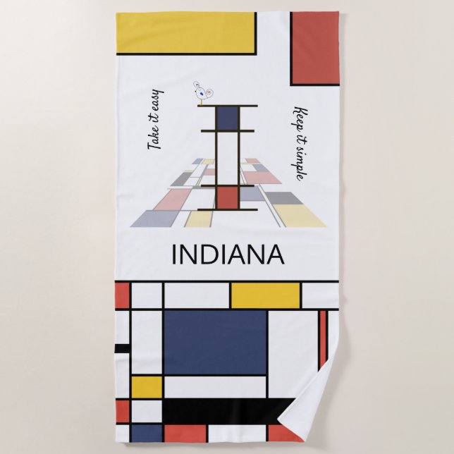 Toalha De Praia Magnífico Neoplasticismo Art Monograma. Letra I (Frente)