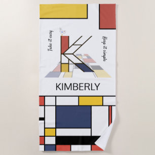 Toalha De Praia Magnífico Neoplasticismo Art Monograma. Letra K